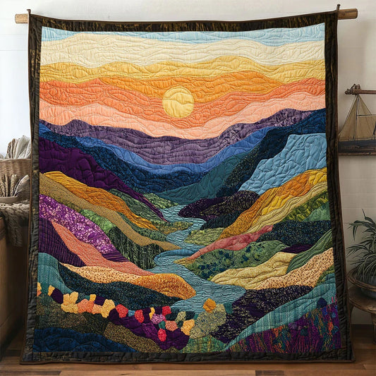 Golden Mountain Ranges Quilt Blanket