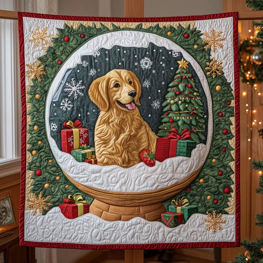 Golden Ornament Christmas Quilt Blanket