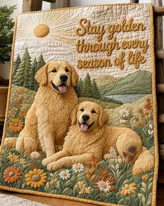 Golden Pair Quilt Blanket - Quilted Blanket by OtterMia