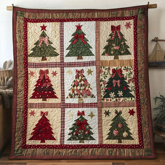 Golden Patch Christmas Tree Quilt Blanket