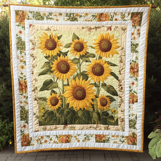 Golden Petals Quilt Blanket