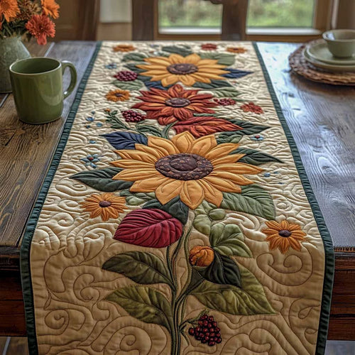 Golden Petals Quilted Table Runner