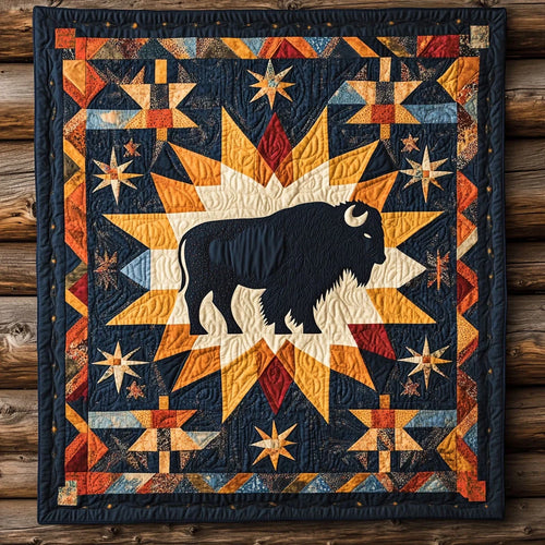 Golden Ridge Bison Quilt Blanket