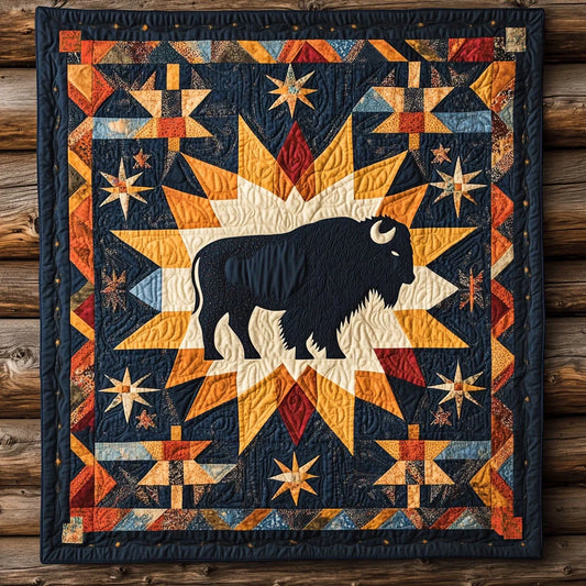 Golden Ridge Bison Quilt Blanket