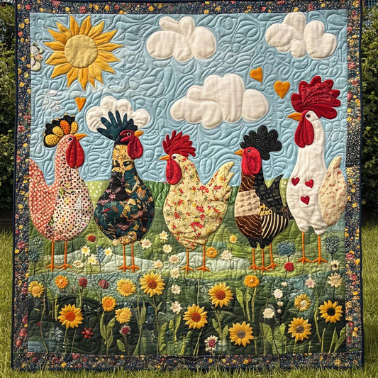 Golden Rooster Quilt Blanket - Quilted Blanket by OtterMia