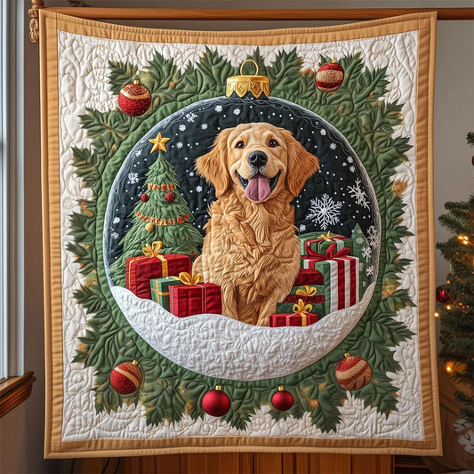 Golden Snow Globe Quilt Blanket