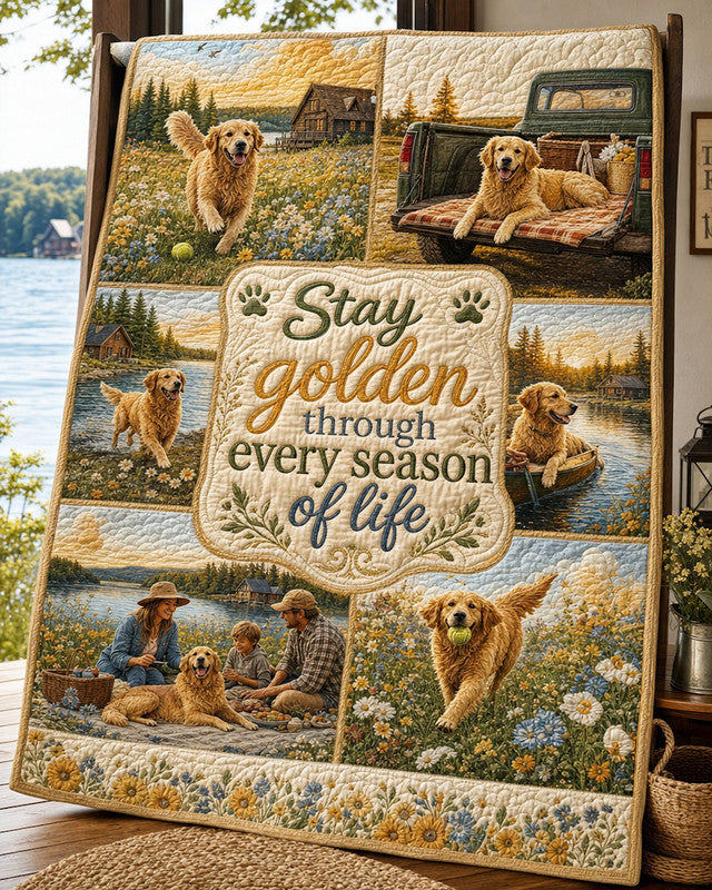 Golden Soul Quilt Blanket - Quilted Blanket by OtterMia