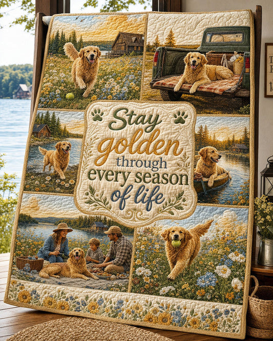 Golden Soul Quilt Blanket - Quilted Blanket by OtterMia