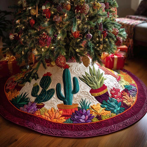 Golden Spikes Christmas Quilted Tree Skirt