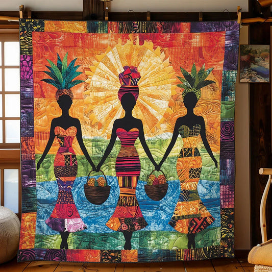 Golden Spirit African Woman Quilt Blanket
