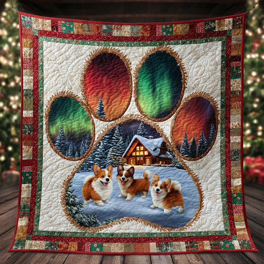 Golden Spirit Corgi Paw Quilt Blanket