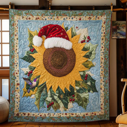 Golden Sunflower Bliss Quilt Blanket