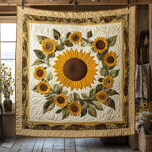 Golden Sunflowers Quilt Blanket