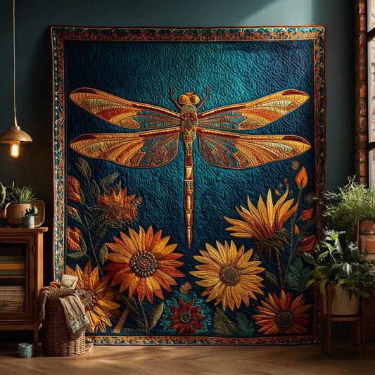 Golden Tranquility Quilt Blanket
