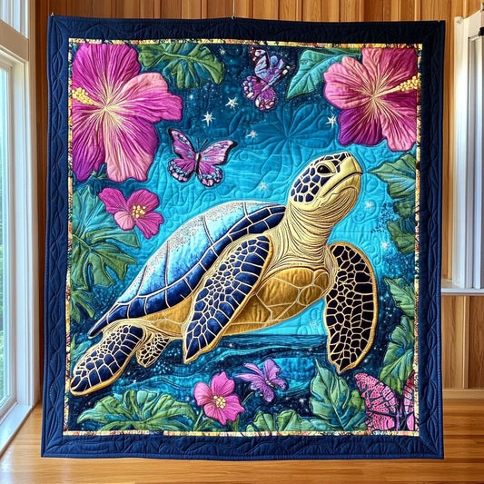 Golden Wave Turtle Quilt Blanket