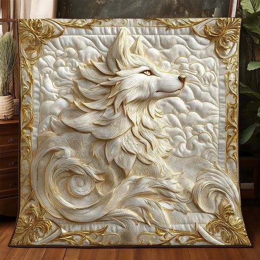 Golden Wolf Quilt Blanket