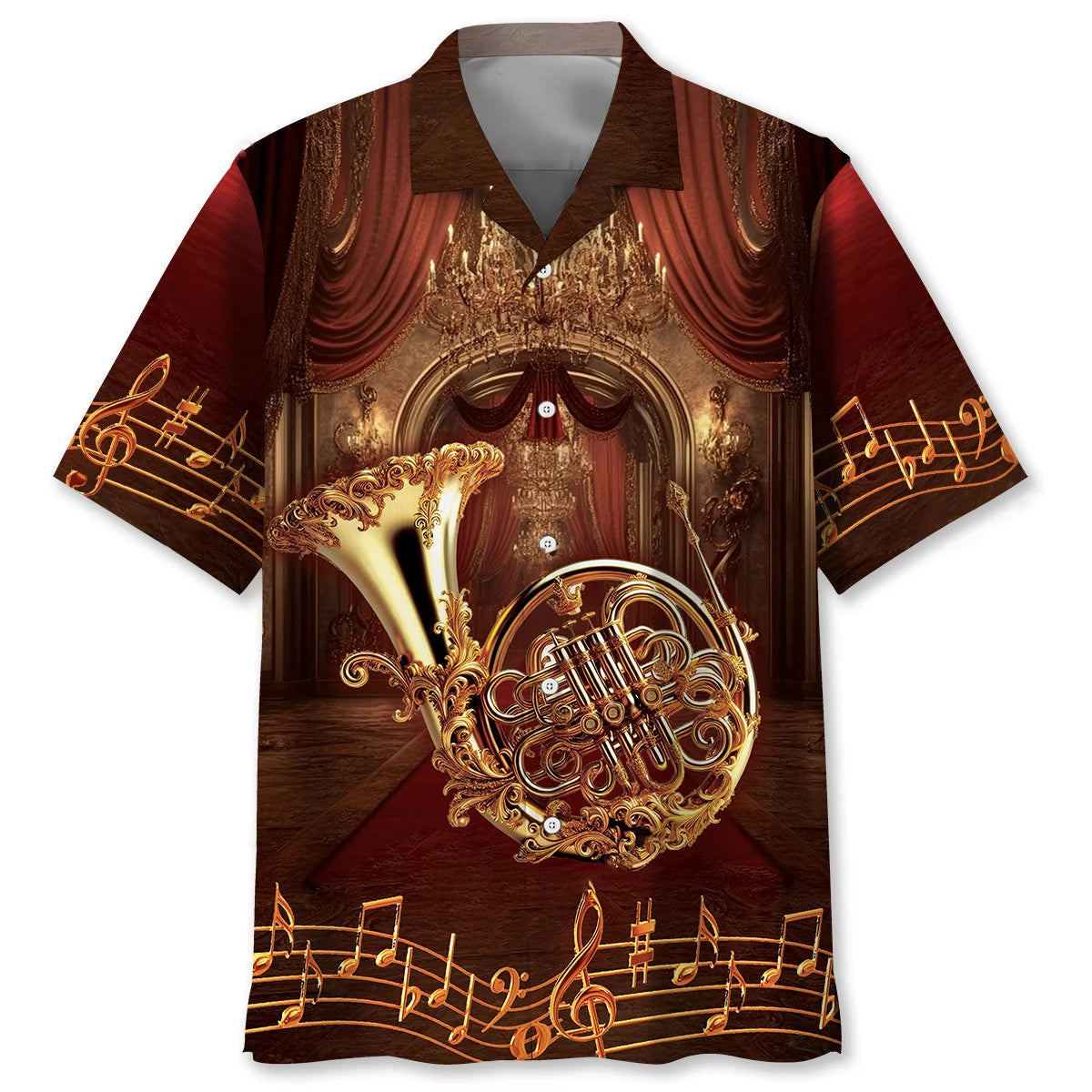 Golden French Horn Ballroom Hawaiian Shirt