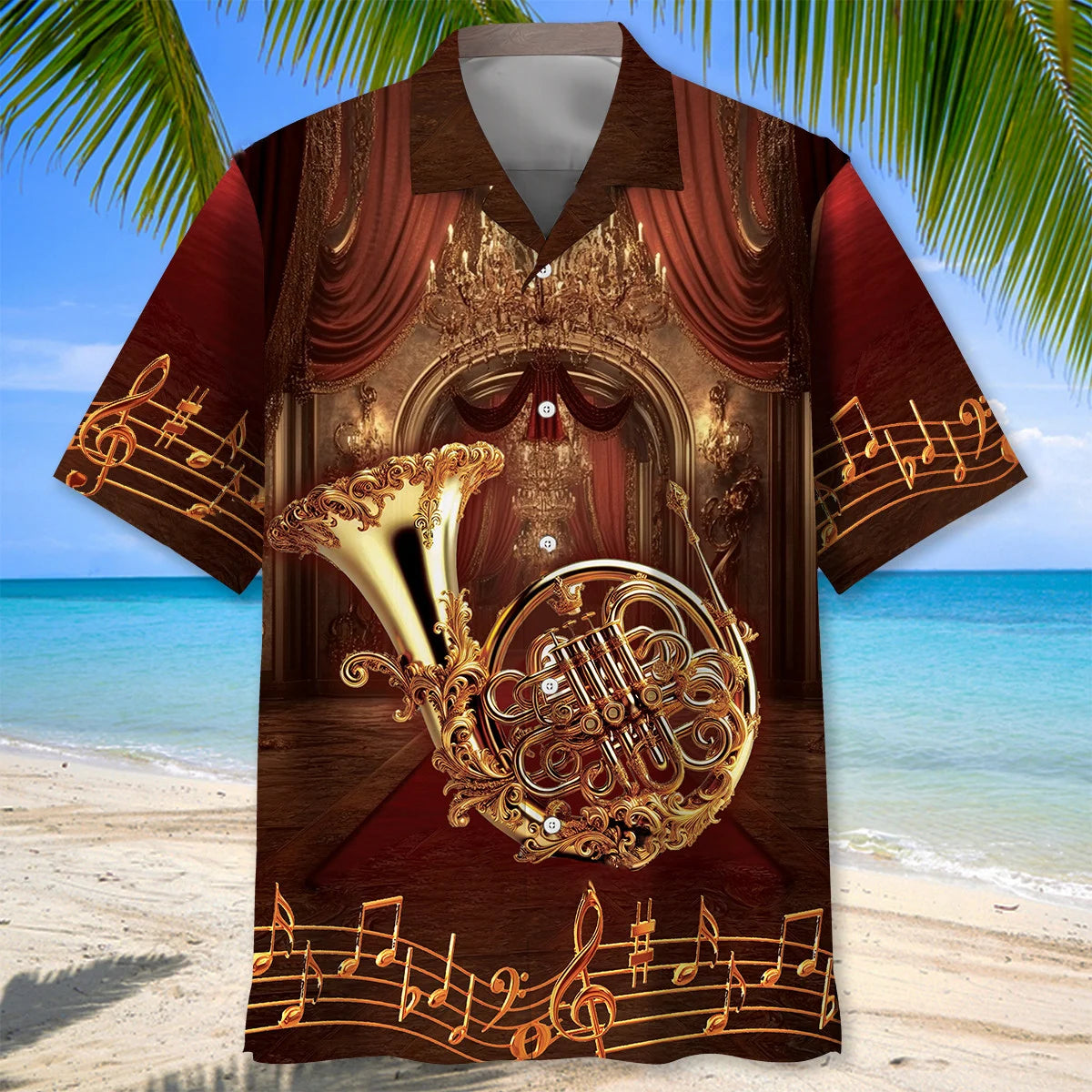Golden French Horn Ballroom Hawaiian Shirt