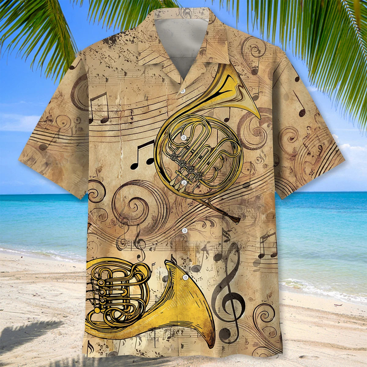 Golden French Horn Hawaiian Shirt