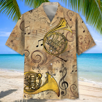 Golden French Horn Hawaiian Shirt