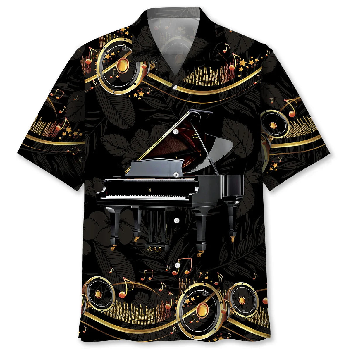 Golden Grand Piano Hawaiian Shirt