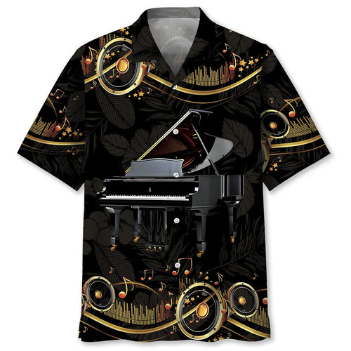 Golden Grand Piano Hawaiian Shirt