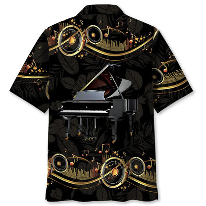 Golden Grand Piano Hawaiian Shirt