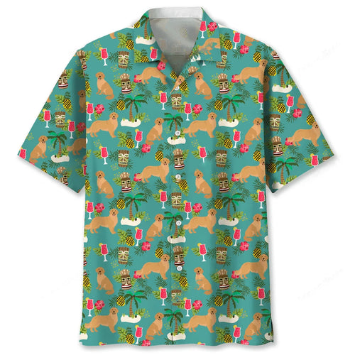 Golden Retriever Hawaiian Beach Hawaiian Shirt