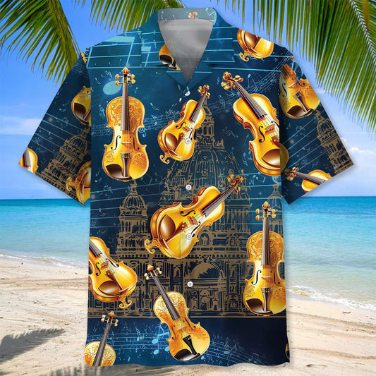 Golden Violin Hawaiian Shirt - S - hawaiian shirt