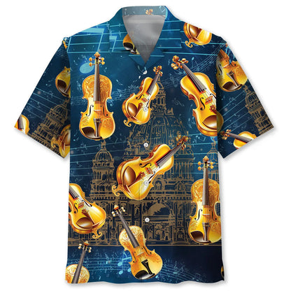 Golden Violin Hawaiian Shirt