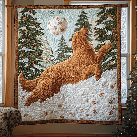 Golden's Winter Playtime Quilt Blanket