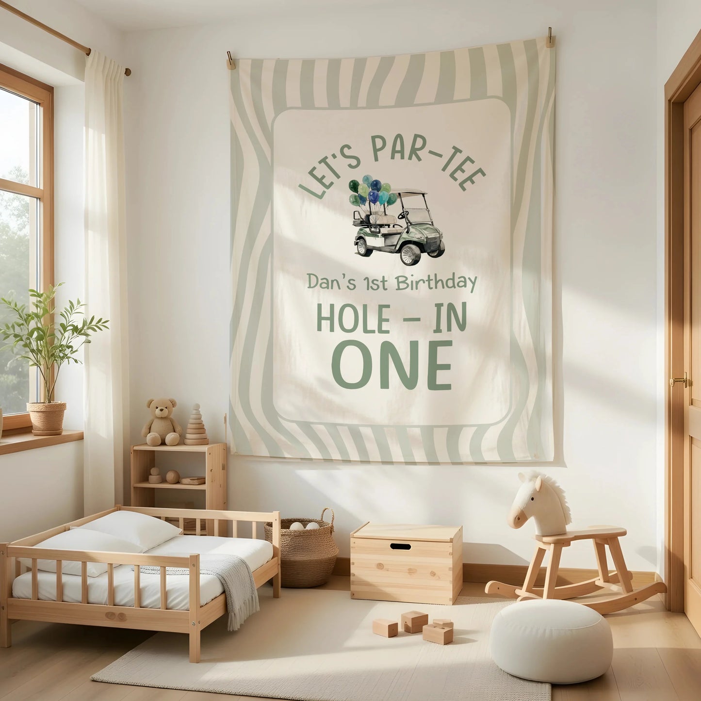 Golf First Birthday Banner Personalized Hole In One Birthday Banner Custom Name Party Decor