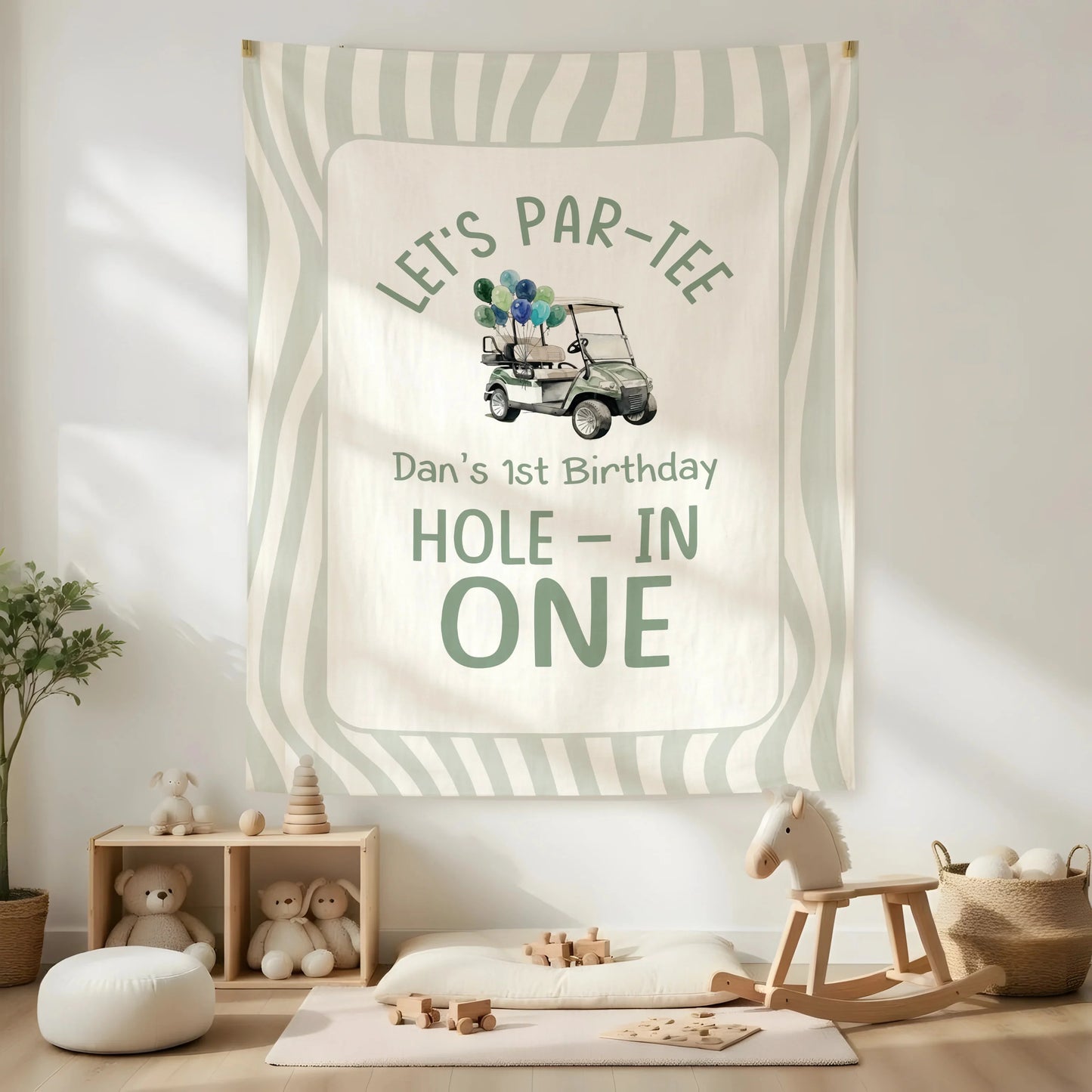 Golf First Birthday Banner Personalized Hole In One Birthday Banner Custom Name Party Decor