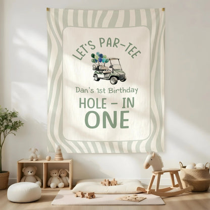 Golf First Birthday Banner Personalized Hole In One Birthday Banner Custom Name Party Decor