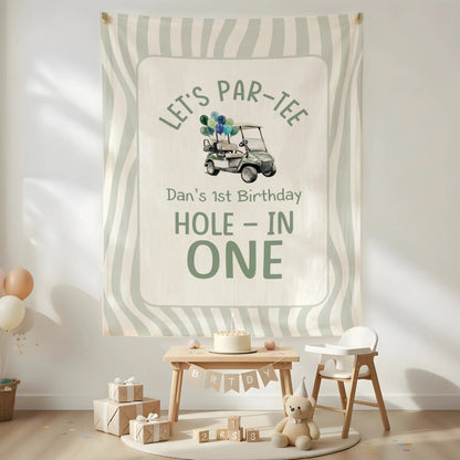 Golf First Birthday Banner Personalized Hole In One Birthday Banner Custom Name Party Decor