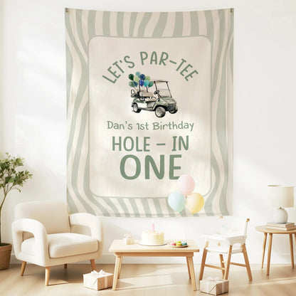 Golf First Birthday Banner Personalized Hole In One Birthday Banner Custom Name Party Decor