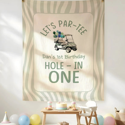 Golf First Birthday Banner Personalized Hole In One Birthday Banner Custom Name Party Decor