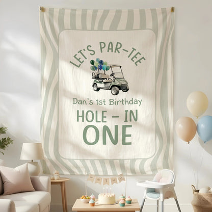 Golf First Birthday Banner Personalized Hole In One Birthday Banner Custom Name Party Decor