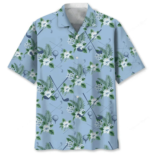 Golf Blue Tropical Hawaiian Shirt - S - hawaiian shirt