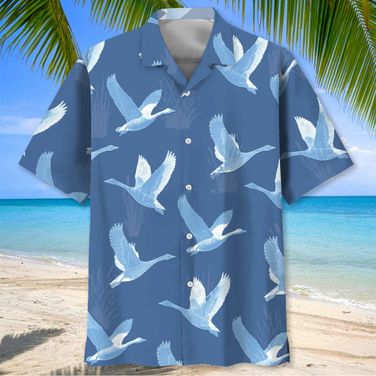 Goose Hunting Blue Hawaiian Shirt - S - hawaiian shirt