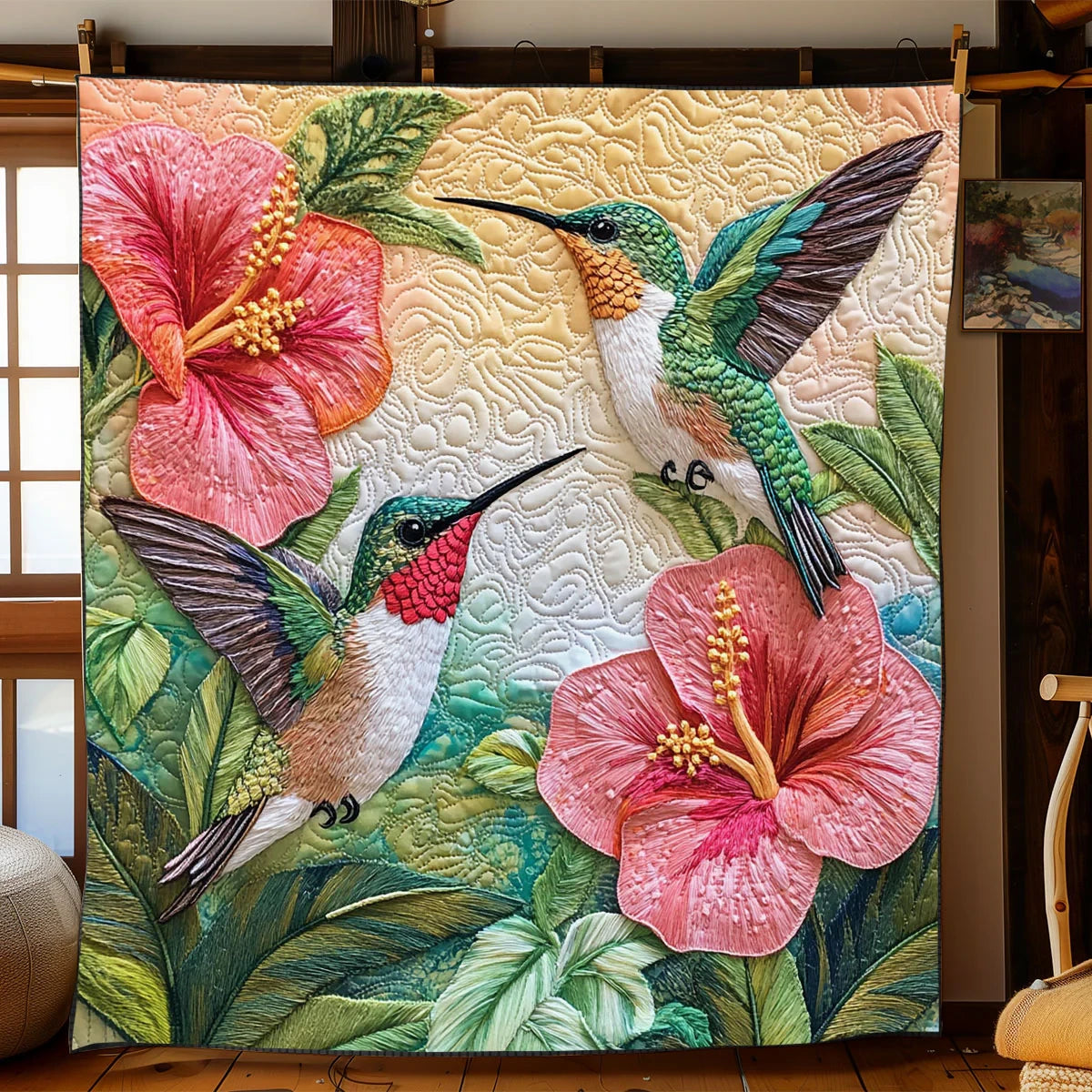 Gorgeous Hummingbird Quilt Blanket