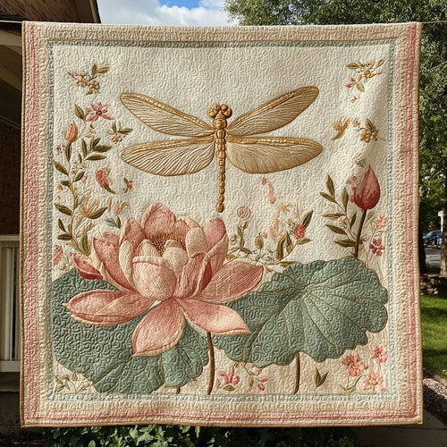 Graceful Lotusfly Quilt Blanket