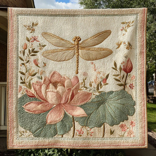 Graceful Lotusfly Quilt Blanket