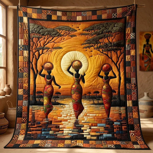 Graceful Silhouette Quilt Blanket - Quilted Blanket by OtterMia