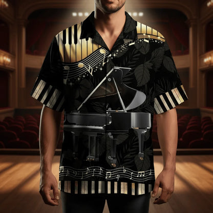 Grand Black Piano Hawaiian Shirt