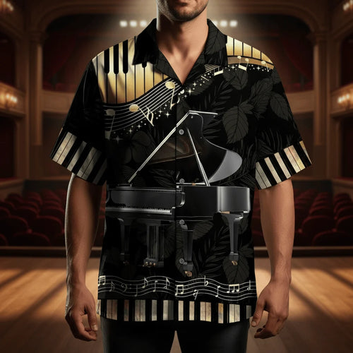 Grand Black Piano Hawaiian Shirt
