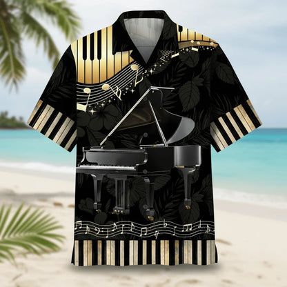 Grand Black Piano Hawaiian Shirt