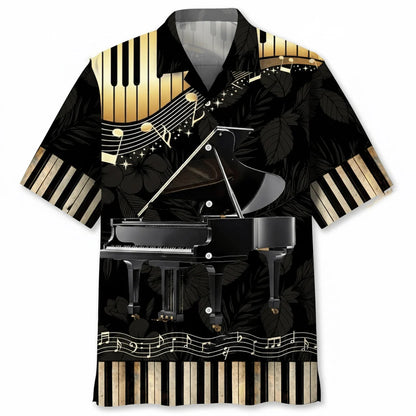 Grand Black Piano Hawaiian Shirt