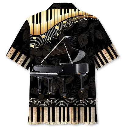 Grand Black Piano Hawaiian Shirt