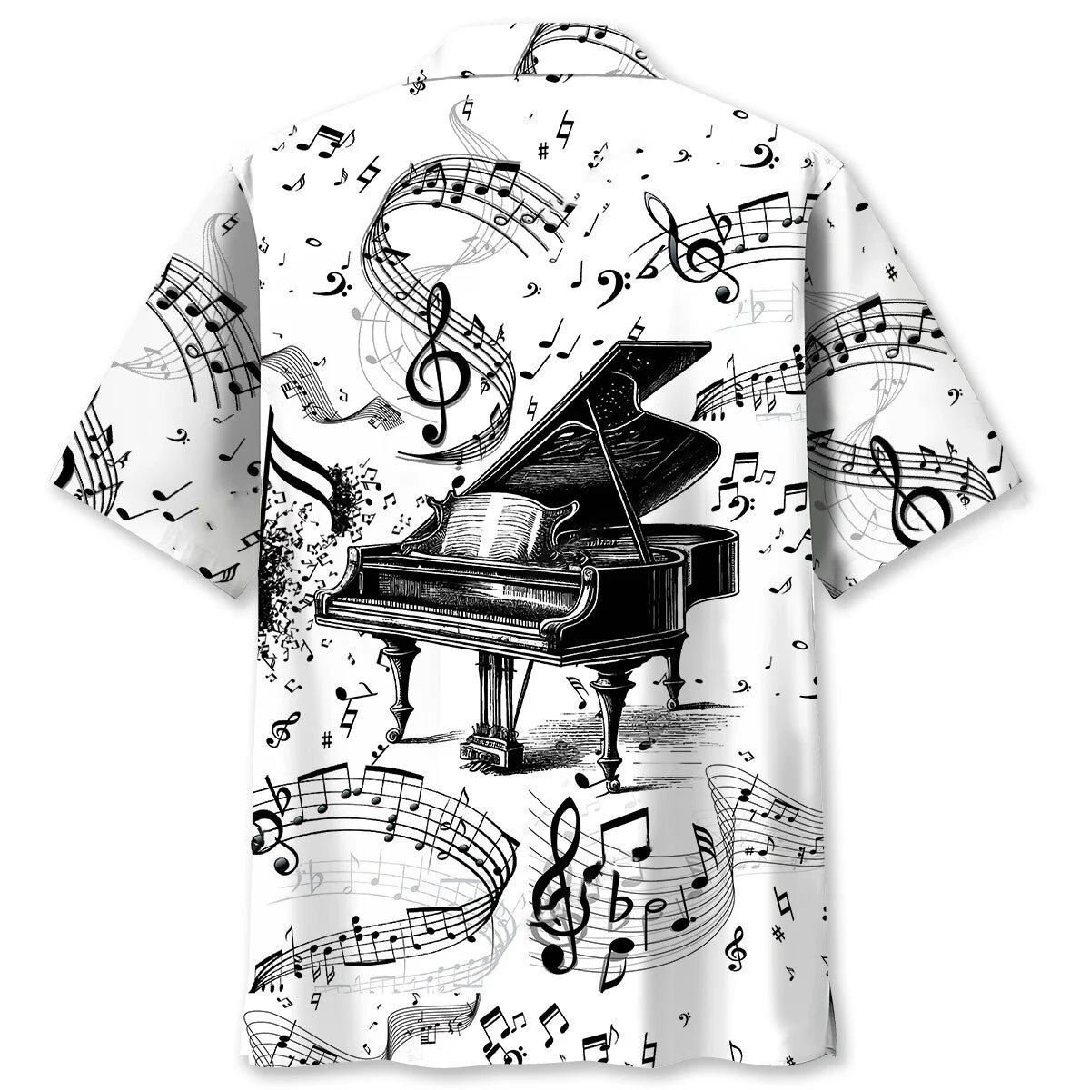 Grand Piano Black White Hawaiian Shirt